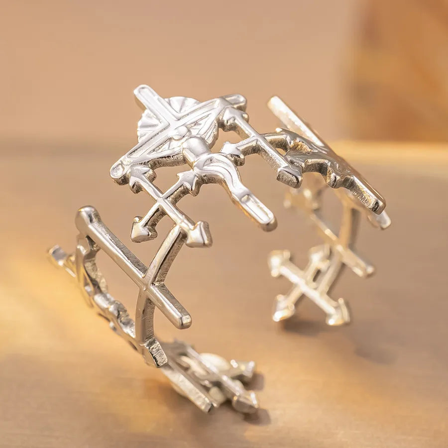 Adjustable Silver Maple Leaf Titanium Ring K152 Steel Color Ring Open