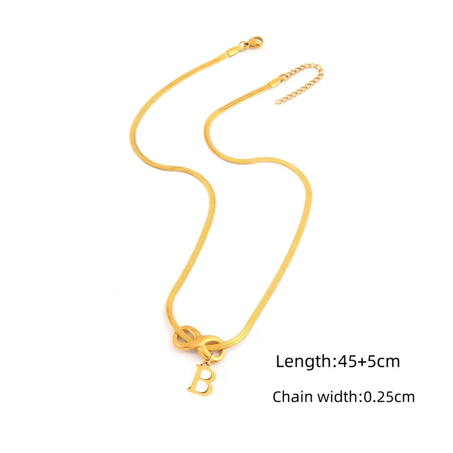 18K Gold Plated Infinity Letter Pendant Necklace Gold B