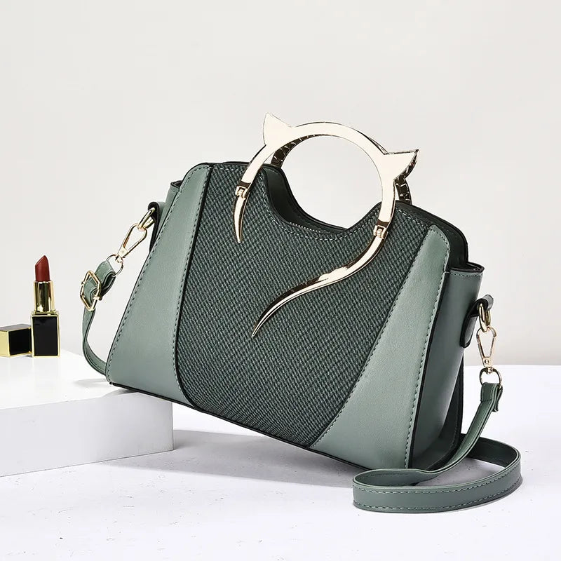 Trendy Shell Splice PU Crossbody Handbag Green 25*11*19cm