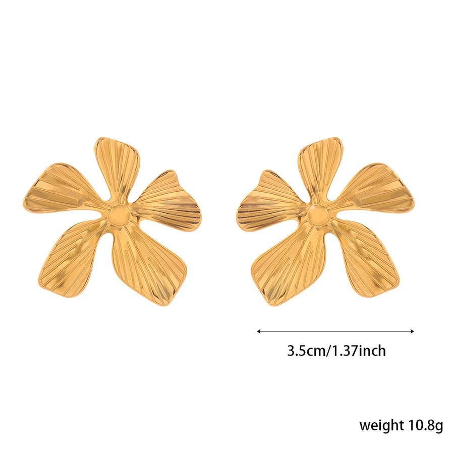 Titanium Steel Flower Stud Earrings for Women ER189–G