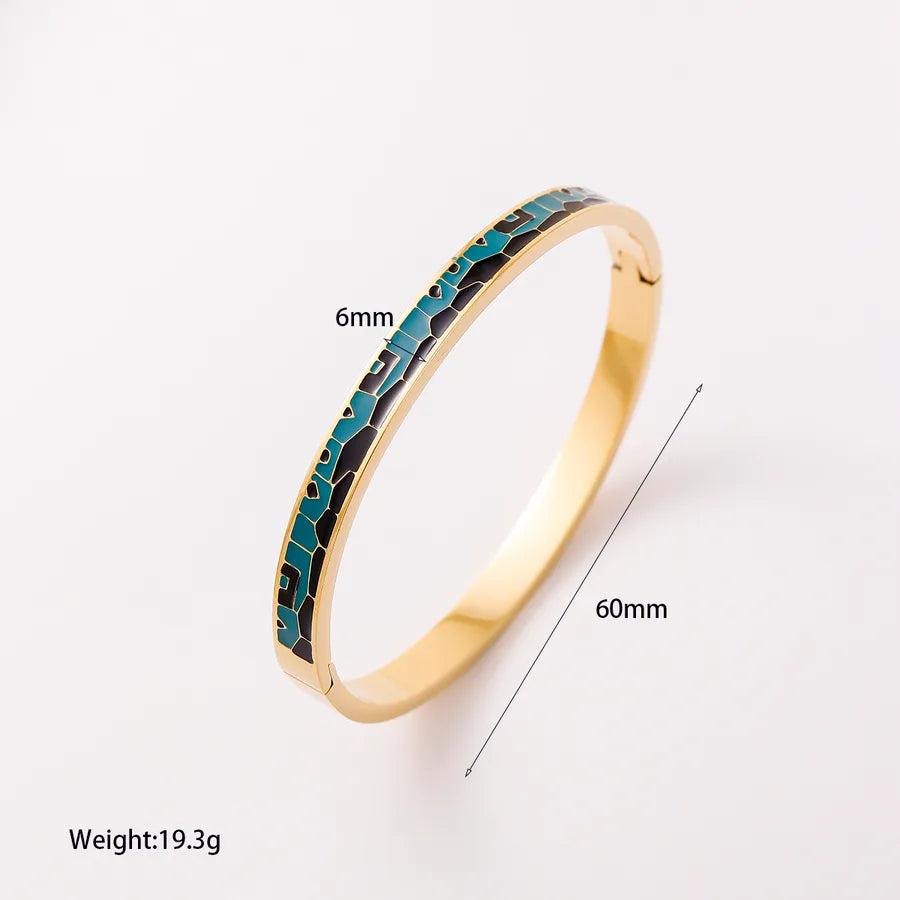 Minimalist Titanium Steel Bracelet with Diamond Inlay YM4183