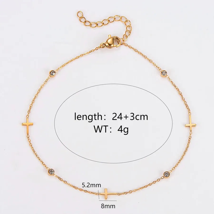 Gold Cross Stainless Steel Anklet for Women