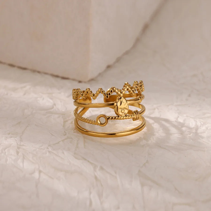 18K Gold Plated Cross & Heart Open Ring