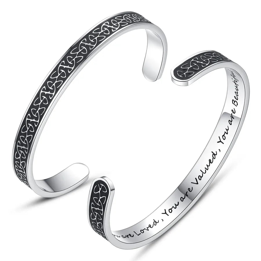 Retro Heart Stainless Steel Bangle 16-Celtic Knot - You Are Loved You_y