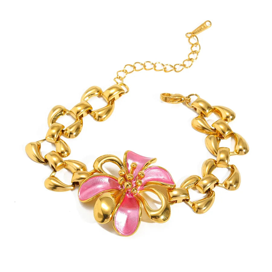 18K Gold Plated Stainless Steel Flower Bracelet