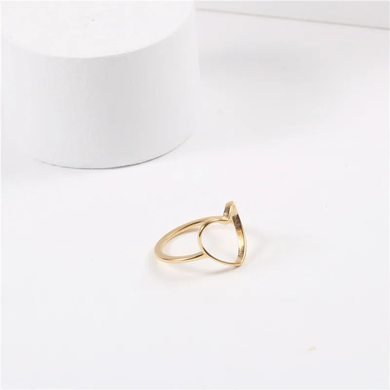 18K Gold Plated Hollow Heart Titanium Ring