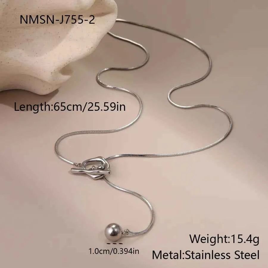 Gold Geometric Y-Chain Stainless Steel Necklace