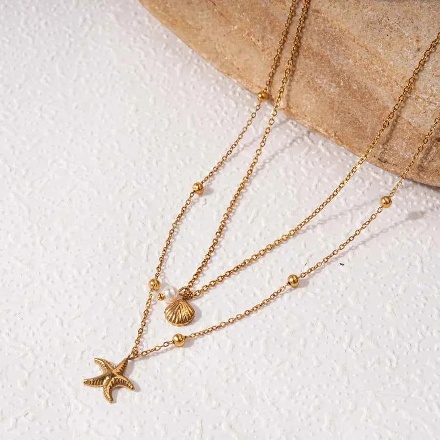 Double Layer Starfish Shell Necklace