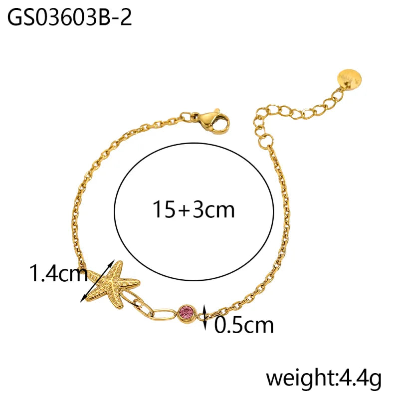 18K Gold Starfish Bracelet in Titanium Steel GS03603B-2