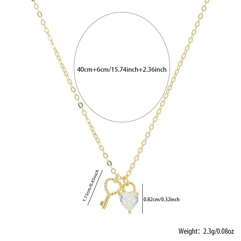 Heart & Key Pendant Necklace for Women