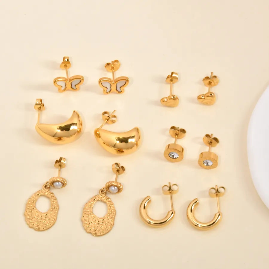 18K Gold Plated Titanium Steel Stud Earrings