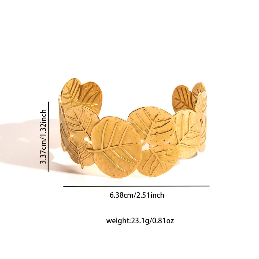 18K Gold Plated Stainless Steel Flower Bangle