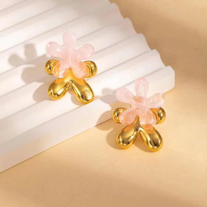 Boho Five-Petal Flower Earrings in Titanium Steel BJGE1480$