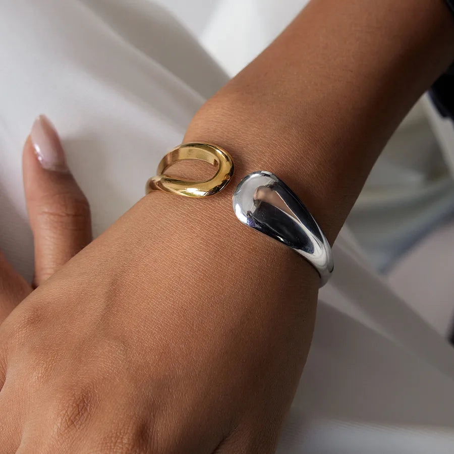 18K Gold PVD Geometric Stainless Steel Bangle