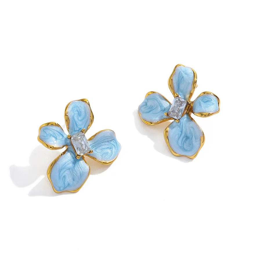 18K Gold Plated Butterfly Drop Earrings Flower 2-27.12*24.77mm
