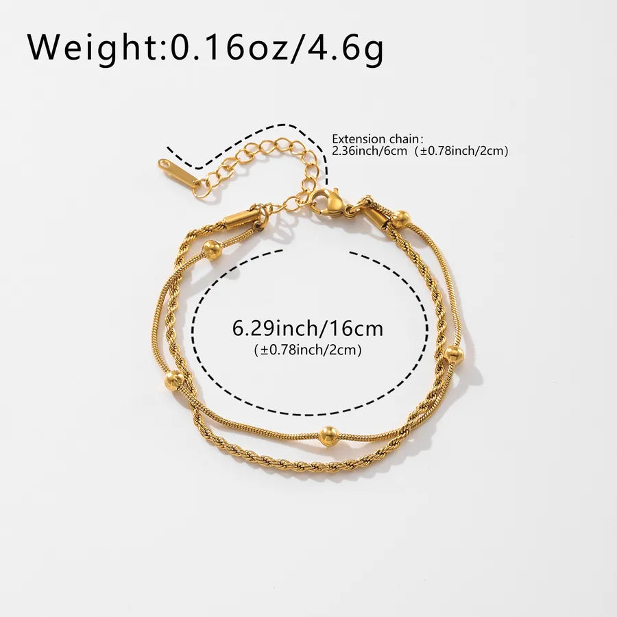 18K Gold Plated Double-Layer Steel Bead Bracelet