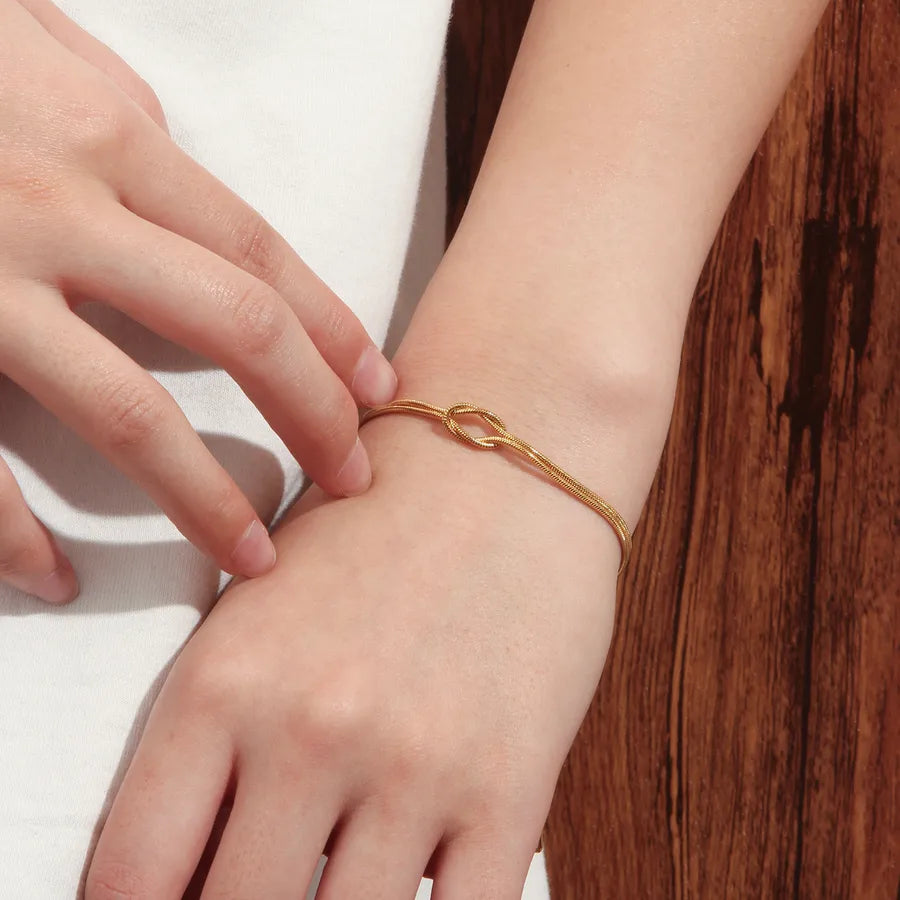 Gold Knot Stainless Steel Bracelet for Women Gold
