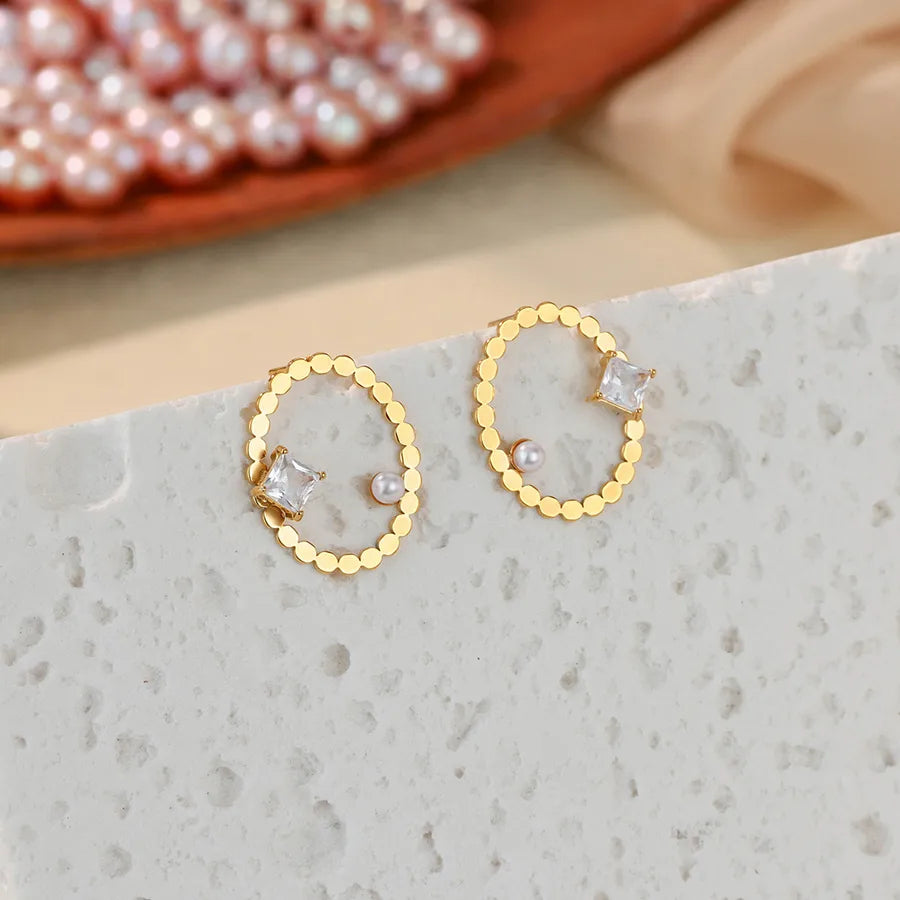 Blue Zircon Starfish Pearl Hoop Earrings