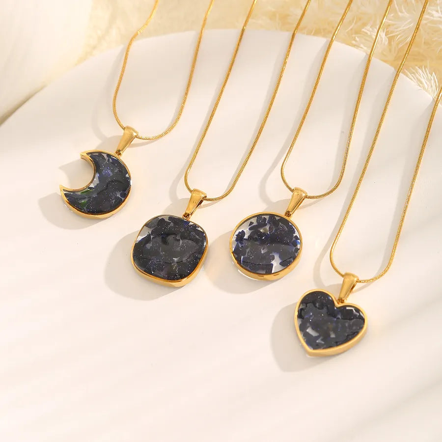 Natural Stone Heart Pendant Necklace