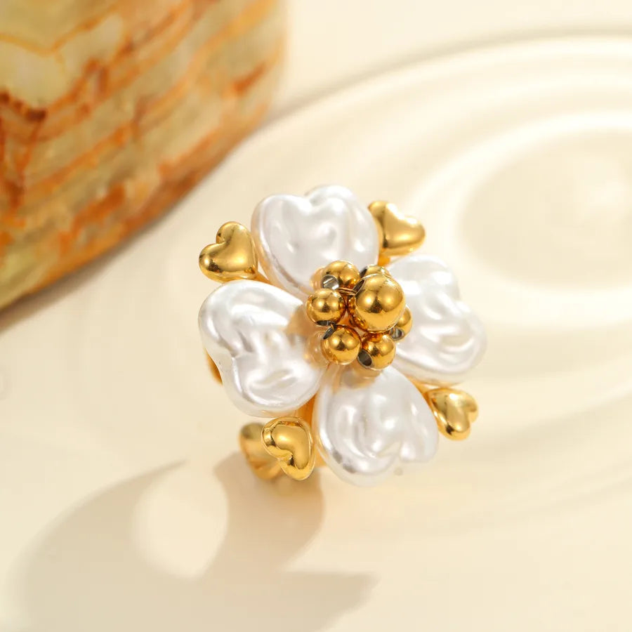 Colorful Flower Pearl Ring – Gold Stainless Steel