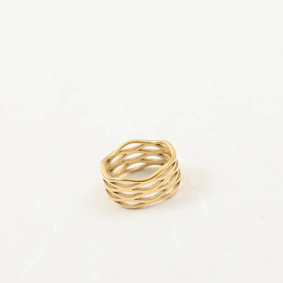 18K Gold Plated Geometric Titanium Steel Ring