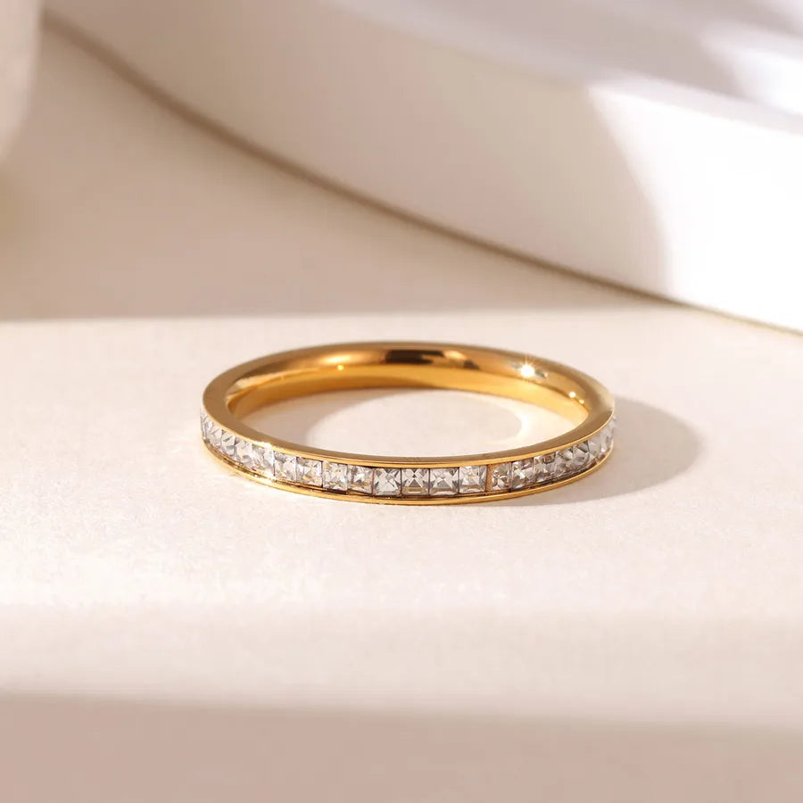 Stainless Steel Full Diamond Star Ring Gold