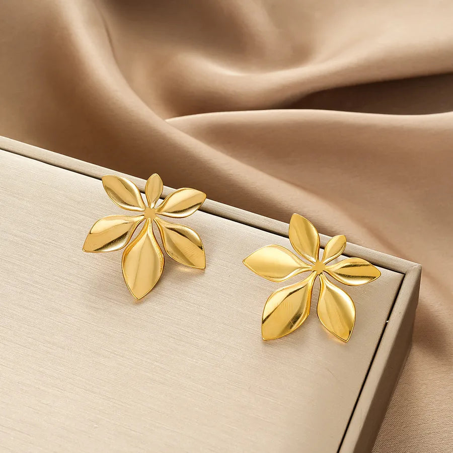 Irregular 18K Gold Plated Stainless Steel Earrings E1387-A (Gold Stud Earrings Pairs)