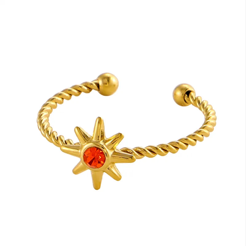 18K Gold Plated Titanium Steel Geometric Ring One Size BJ1162B2 9*9*1