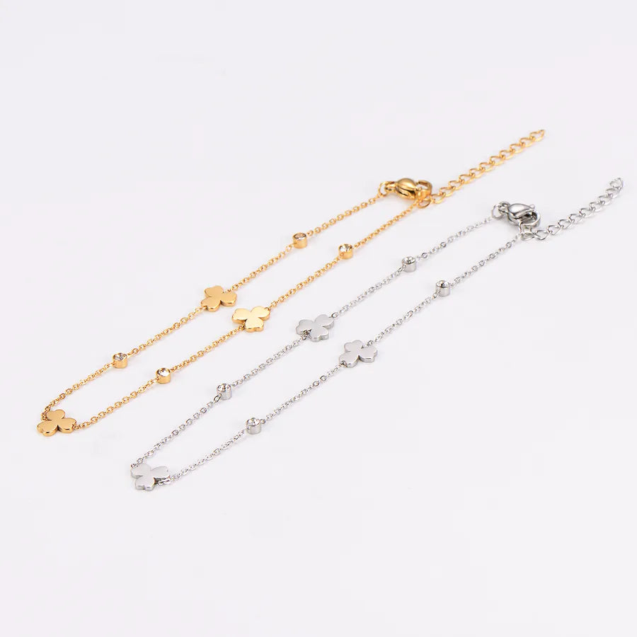 Gold Heart Flower Anklet – Stainless Steel