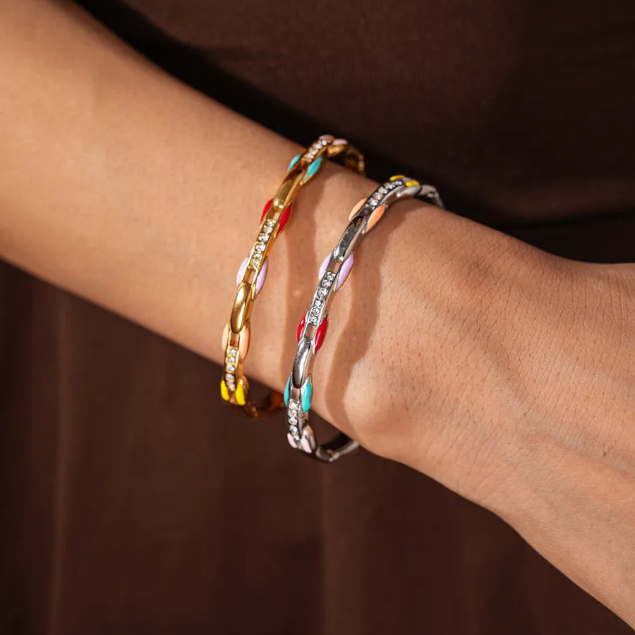 Elegant Geometric Diamond Bangle Bracelet