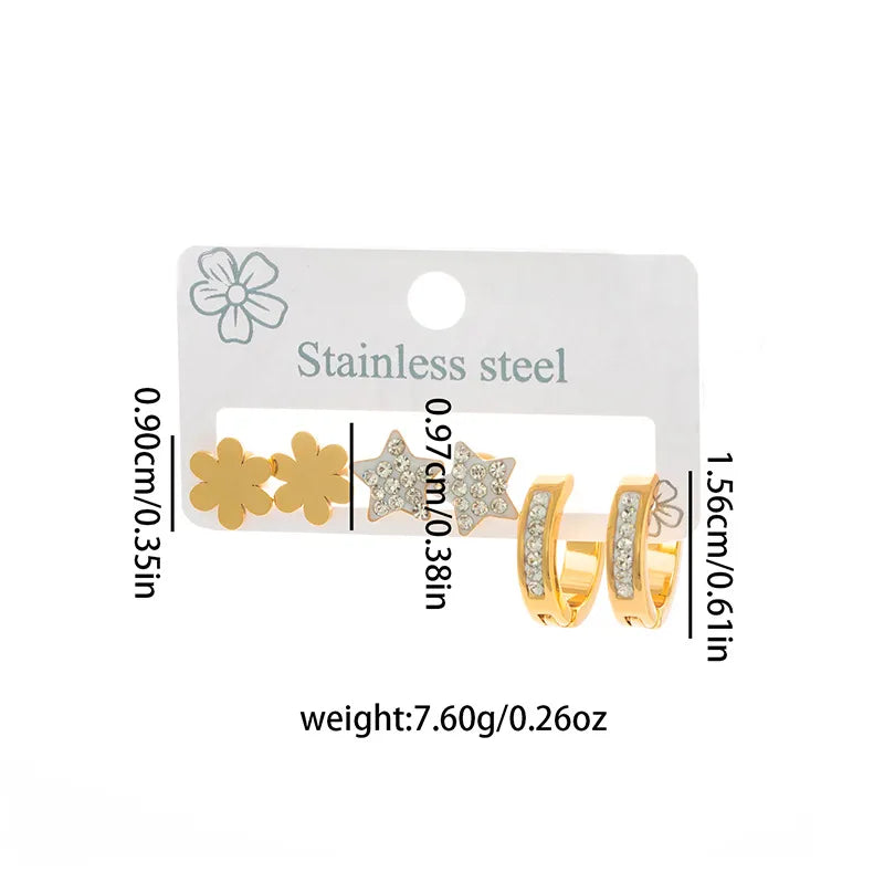 Women's Titanium Star Flower Hoop Earrings