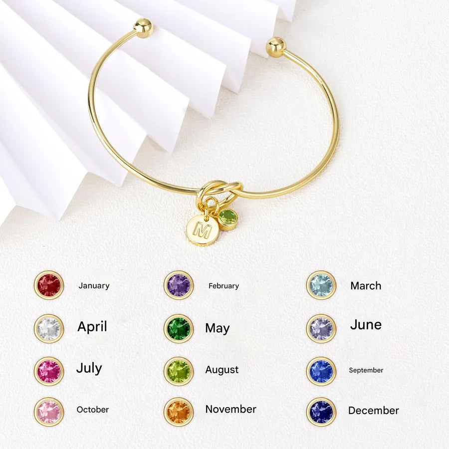 Stainless Steel Birthstone Initial Bracelet