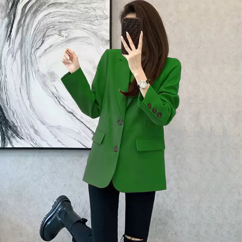 Women's Khaki Mid-Length Blazer Green