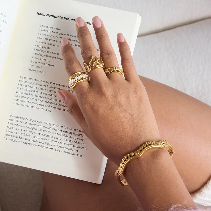 18K Gold Plated Lace Stainless Steel Bangle