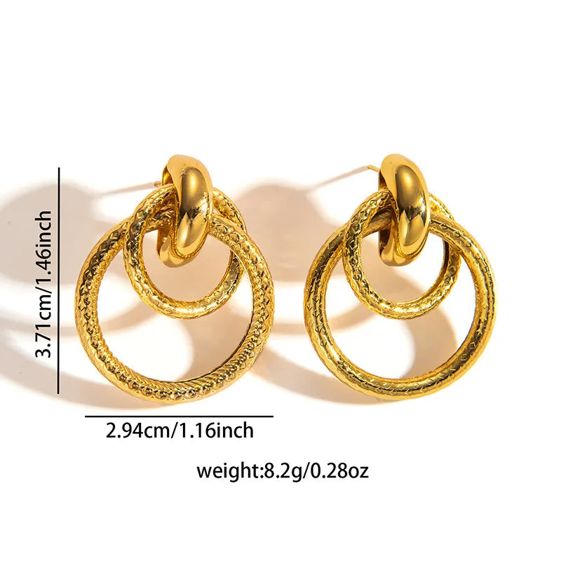 Retro Titanium Steel Hollow Earrings Hollow Hoop Earrings 0845