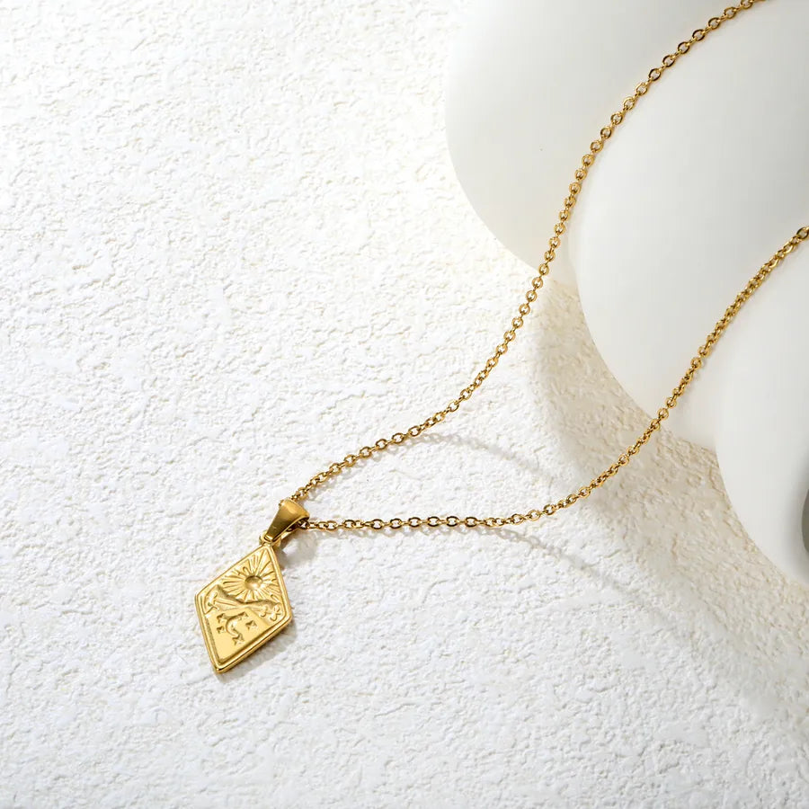 Sun & Moon Pendant Necklace – 18K Gold Stainless Steel