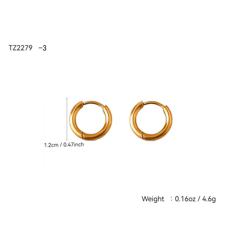 18K Gold Plated Geometric Flower Stud Earrings 1.2cm Plain Hoop Earrings