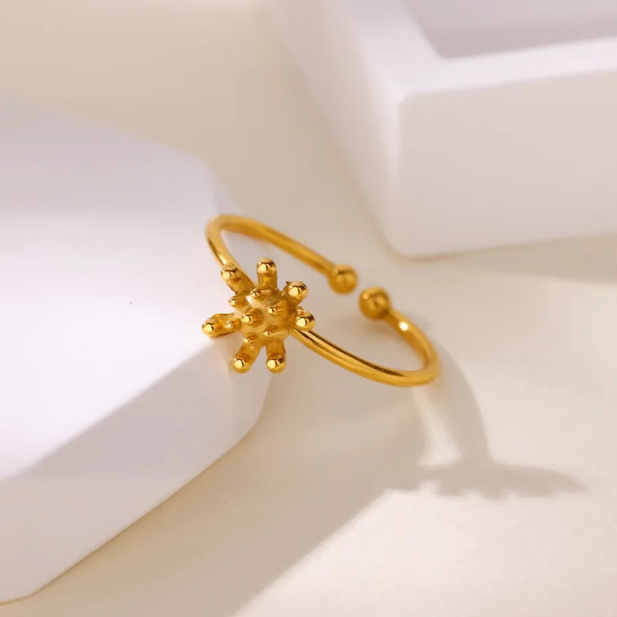 18K Gold Star & Moon Ring for Women