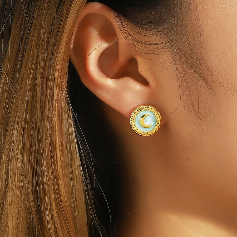 Gold Leaf Drop Earrings – Titanium Steel & Acrylic