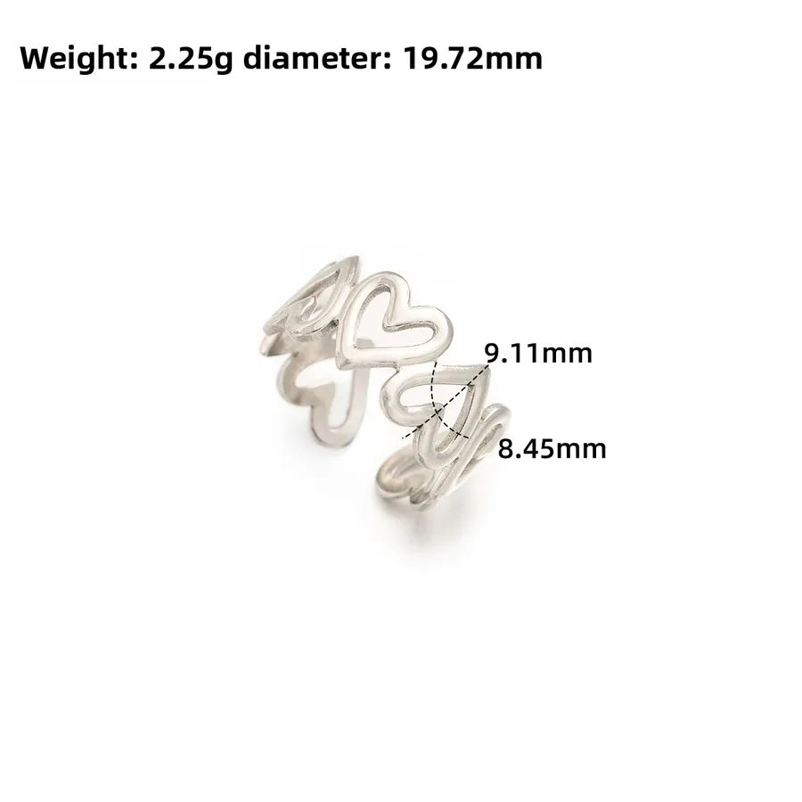 Gold Open Heart Stainless Steel Ring Adjustable Opening J316-Y Steel Color