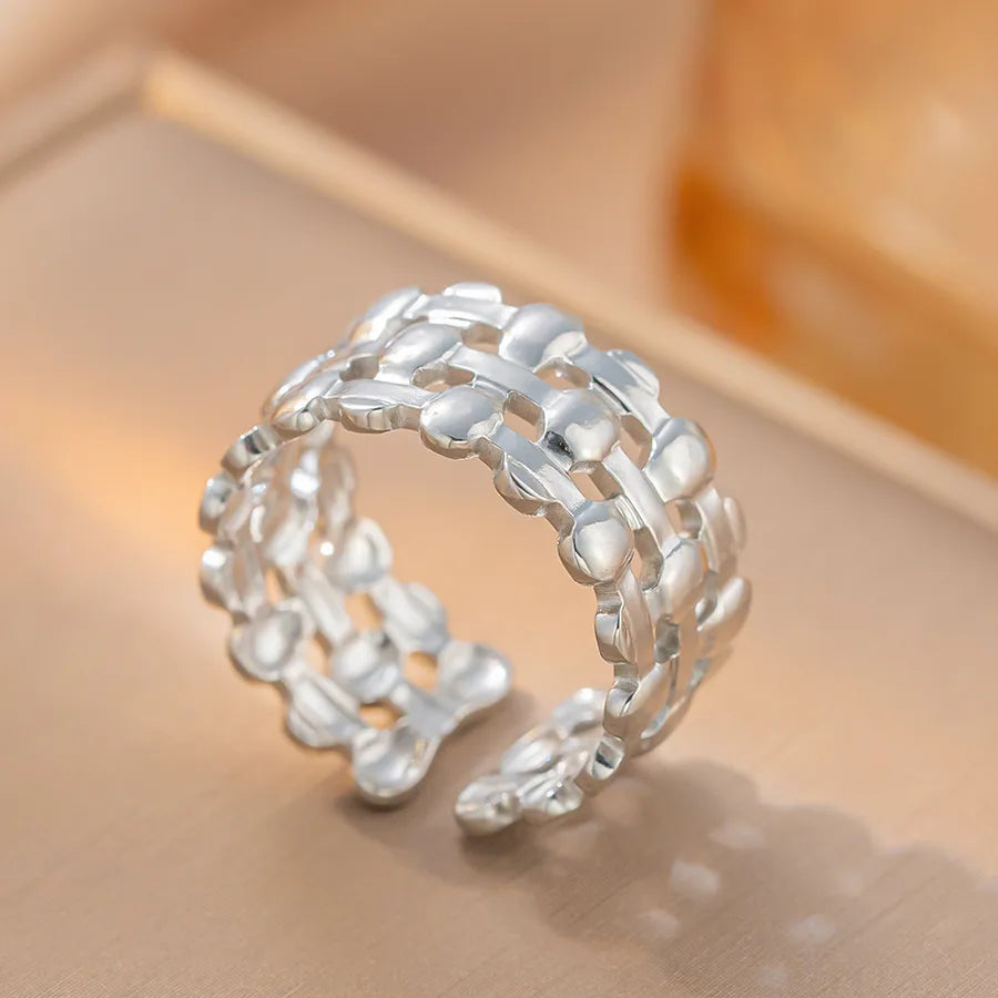 Geometric Titanium Steel Couple Ring K68 Steel Color Ring Open