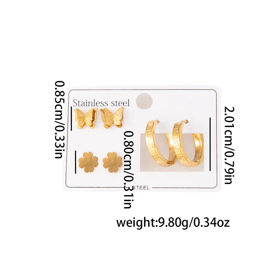 Titanium Steel Heart Earrings for Women Butterfly Earrings Set 0946