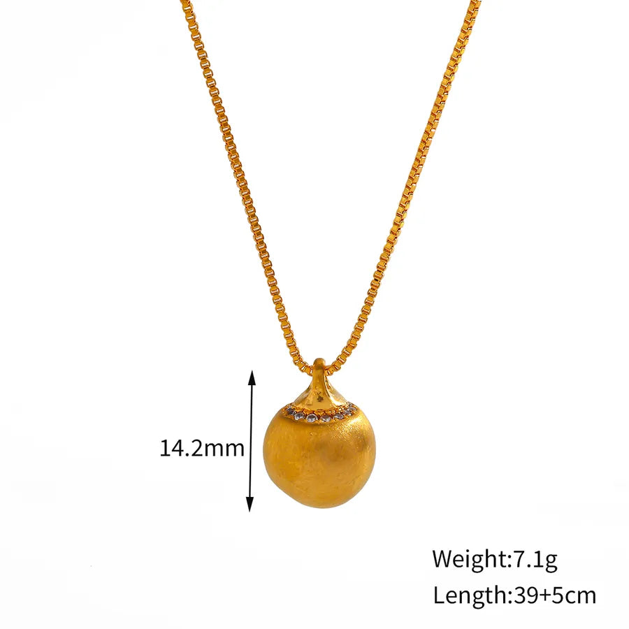 Gold Plated Round Bead Pendant Necklace