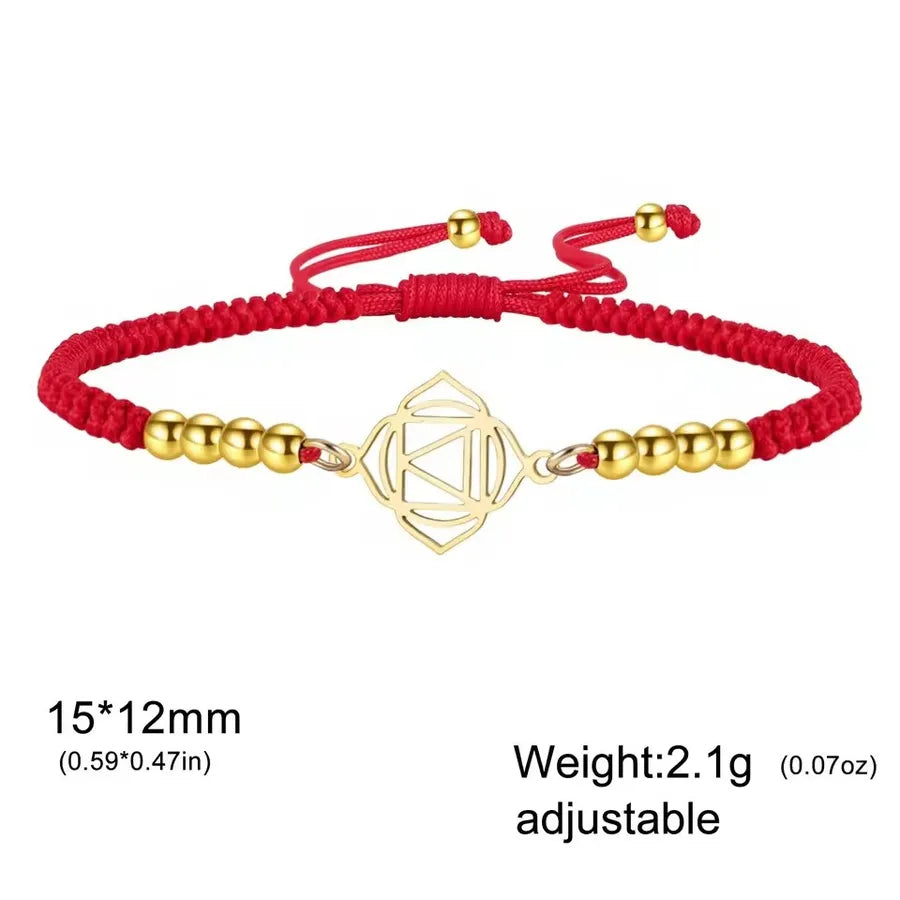 Mandala Lotus Red Rope Bracelet Element 1- Gold with Red String
