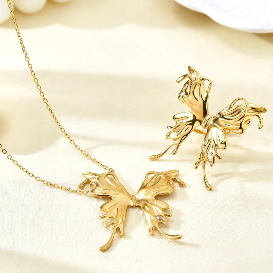 Gold Butterfly Pendant Necklace for Women