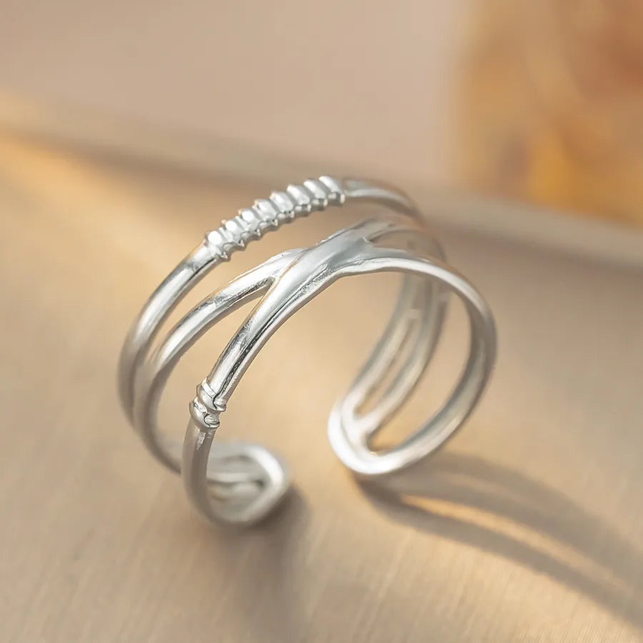 18K Gold Titanium Steel Geometric Open Ring K332 Steel Color Ring Open