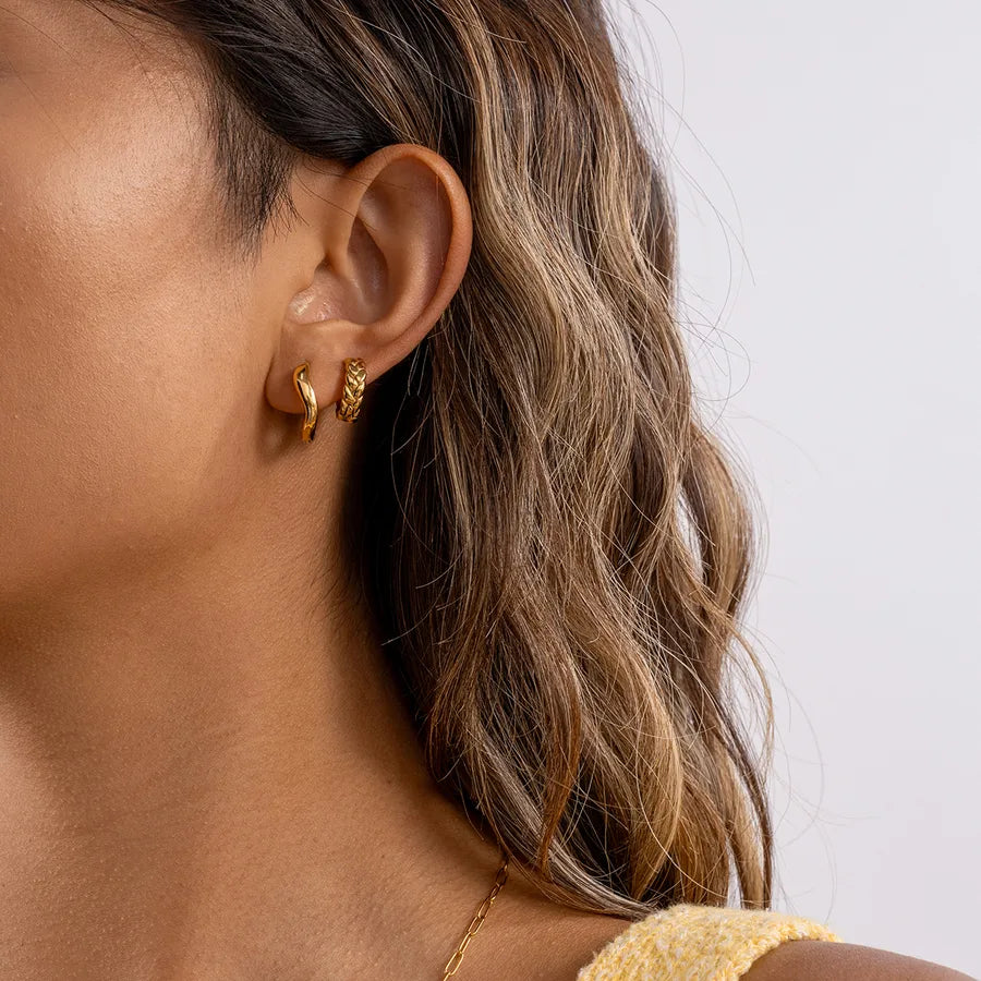 Women's 18K Gold Woven Stainless Steel Earrings