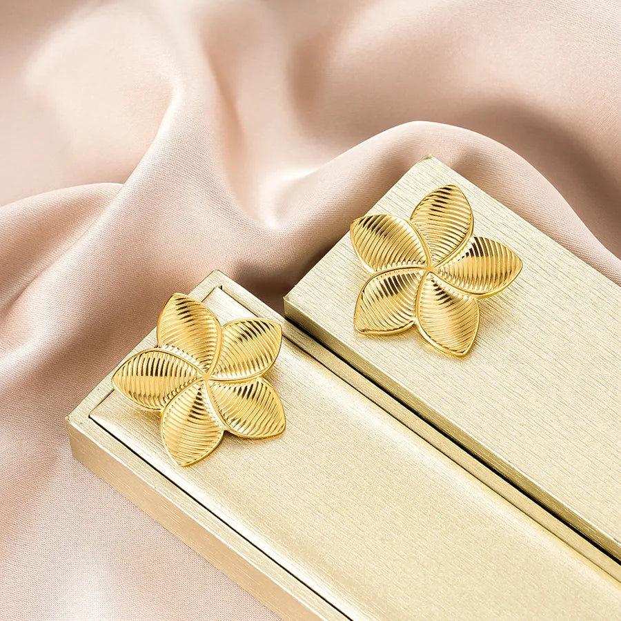 Irregular 18K Gold Plated Stainless Steel Earrings E1382-A (Gold Stud Earrings Pairs)