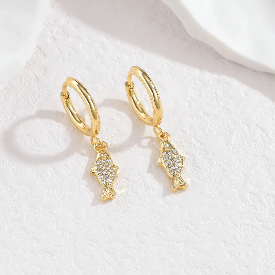 Starfish & Shell Diamond Stainless Steel Earrings SE1177-xiaoyu