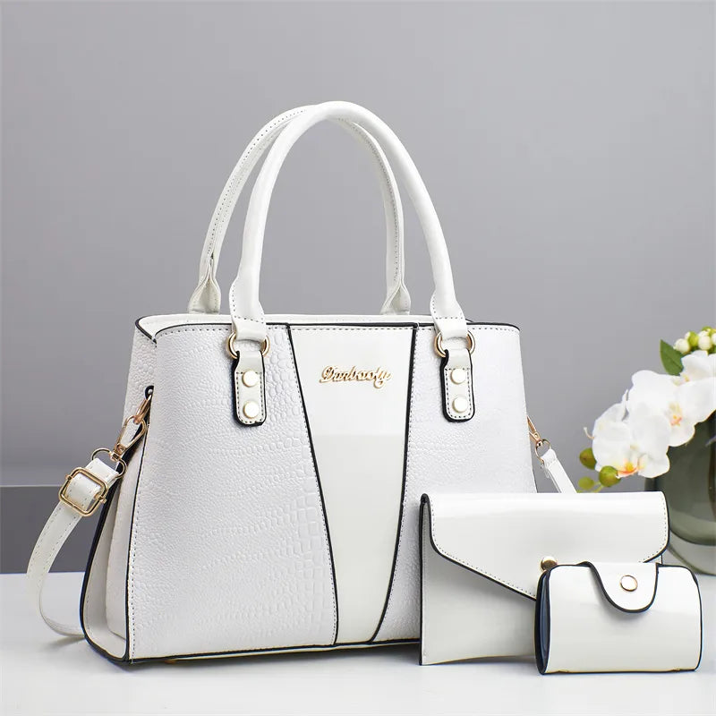 3-Piece Crocodile Pattern PU Shoulder Bag Set